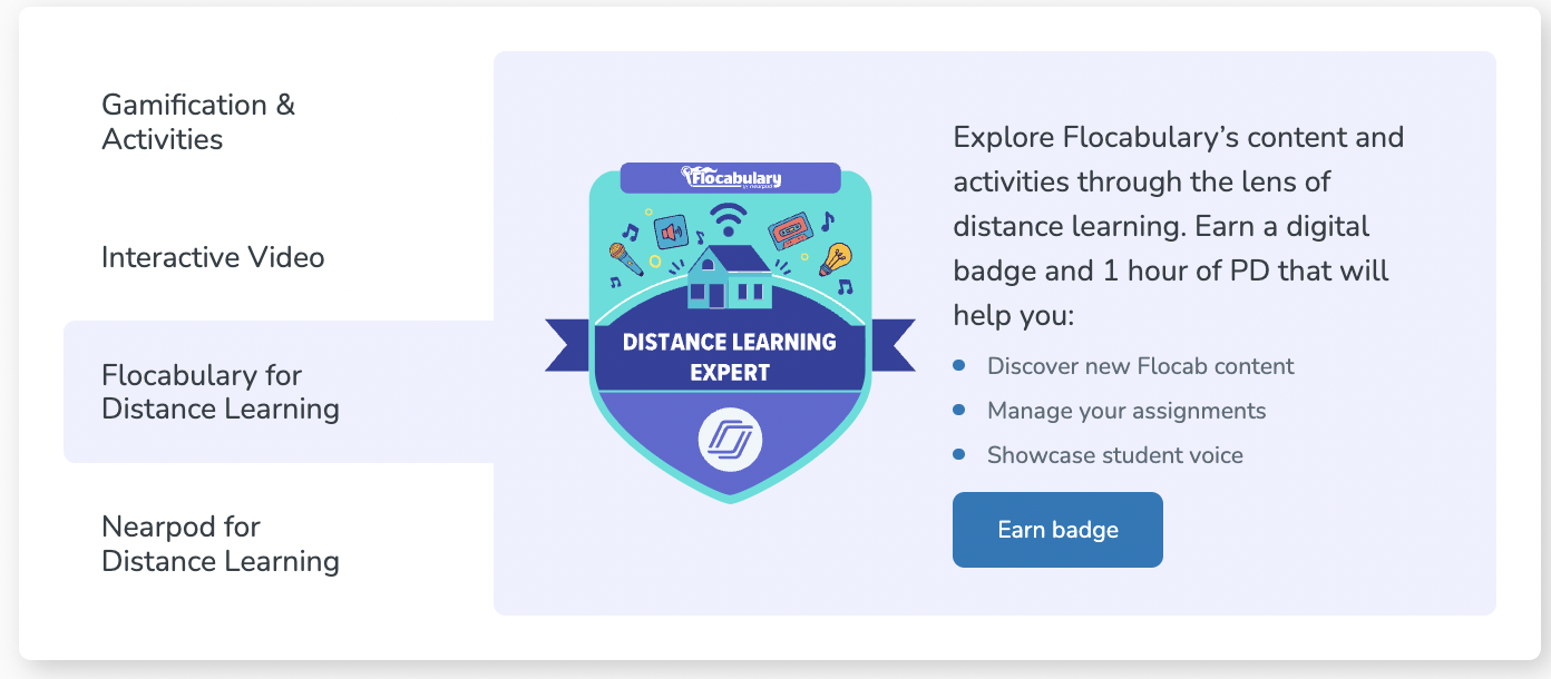 Flocabulary certification, launched to mirror Nearpod's existing structure.